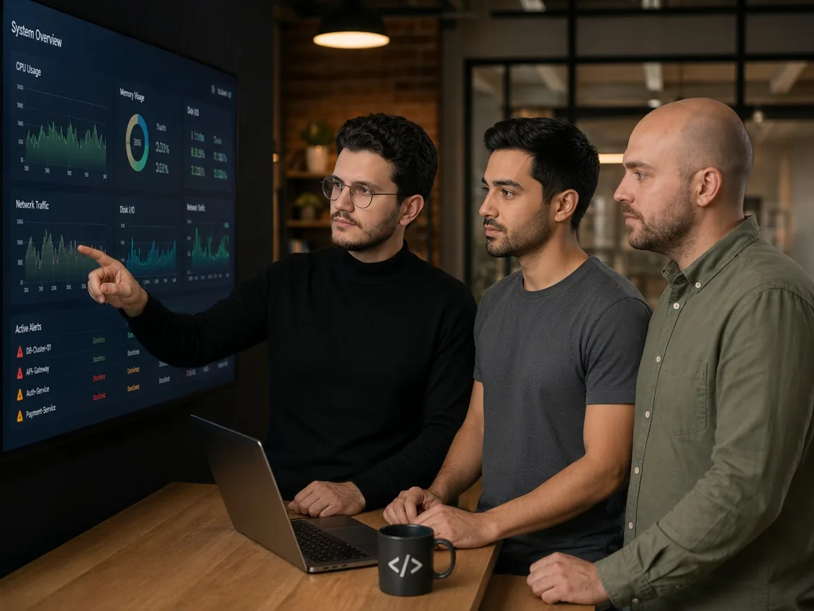 Release pipeline review on a large screen